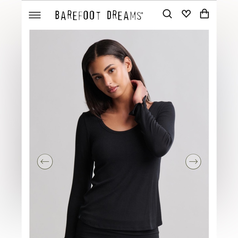 NWT Barefoot Dreams Ultra Soft Rib Long Sleeve Tee in Black